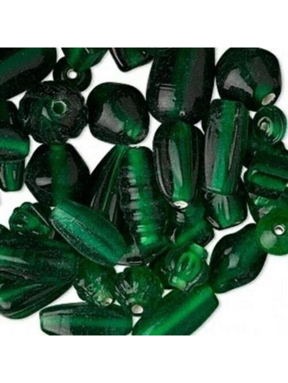 50g Bulk Handcrafted India Lampwork Glass Beads Mix Translucent Dark Green
